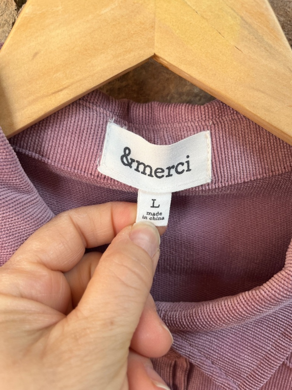 &merci Dusty Rose Corduroy Peplum Button-Down Shirt - Picture 2 of 2